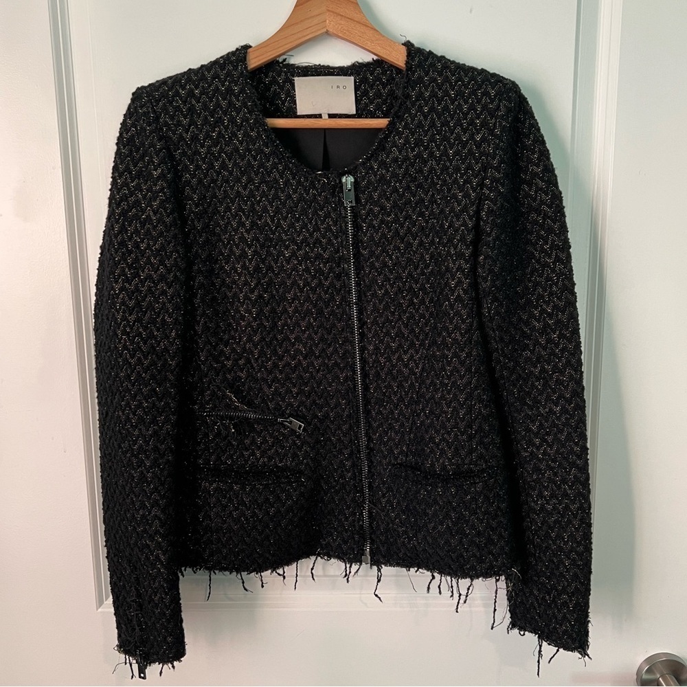 IRO BLACK TWEED GOLD SHIMMER JULIANNA JACKET‎
